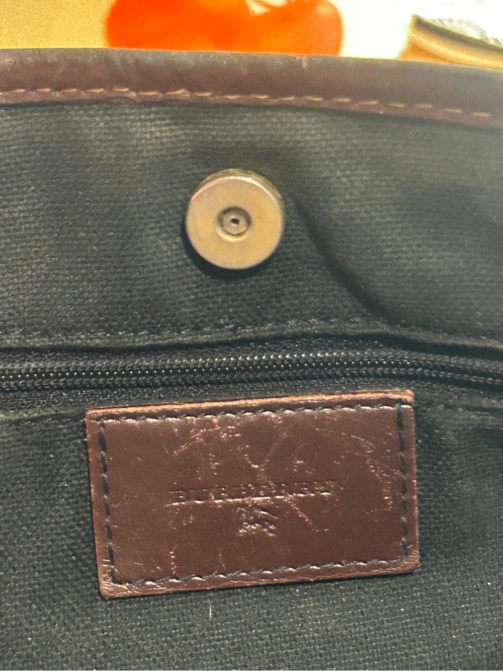 BURBERRY VTG Y2K Haymarket Coach Mini Tote Handbag Top Handle Leather Brown Tan - Picture 10 of 16